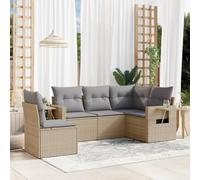 Festnight Sofa Jardín de Ratán con Cojines, Muebles Jardín Exterior, Sofa Terraza Resistente a la Intemperie, Estructura en Acero - Beige y Gris Type-61