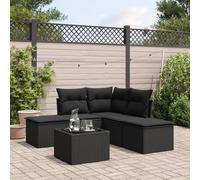 Festnight Sofa Jardín de Ratán con Cojines, Muebles Jardín Exterior, Sofa Terraza Resistente a la Intemperie, Conjunto Jardín Estructura en Acero - Negro Type-101