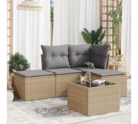 Festnight Sofa Jardín de Ratán con Cojines, Muebles Jardín Exterior, Sofa Terraza Resistente a la Intemperie, Conjunto Jardín en Acero - Beige y Gris Type-69