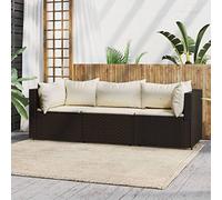 Festnight Sofá Jardín de Ratán de 3 Plazas, Sofá de Jardín de 3 plazas, Sofa Jardín Ajustable con Cojines Acolchados, Sofas Exteriores de Terrazae, Sofá 3 Plazas para Jardín Patio Terraza Marrón#6