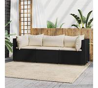 Festnight Sofá Jardín de Ratán de 3 Plazas, Sofá de Jardín de 3 plazas, Sofa Jardín Ajustable con Cojines Acolchados, Sofas Exteriores de Terrazae, Sofá 3 Plazas para Jardín Patio Terraza Negro#6