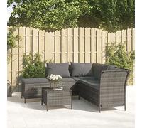 Festnight Sofa Jardin Exterior con Almacenamiento 4 pzas, Sofá Esquinero, Sofás Patio, Conjunto de Sofá de Poliratán, Sofá Jardin con Cojín de Asiento y Respaldo Gris