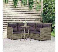 Festnight Sofa Jardin Exterior, Sofá Esquinero, Sofás Patio, Sofa Jardín,Conjunto de Sofá de Poliratán, Sofá Jardin con Cojín de Asiento y Respaldo Gris#9