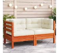 Festnight Sofás de Jardín 1 Plazas con Cojines Muebles Jardin Conjunto Jardin Exterior Sofa Exterior Sofas de Terraza Sillón de Exterior Sofá Modular Madera de Pino Marrón Cera 1 Plazas-Type-3