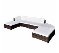 Festnight Sofas de Jardin Exteriores 6 Piezas-Type-3, Conjunto Muebles de Terraza de Ratán, Conjuntos de Jardín y Terraza con Mesa y Cojines Marrón