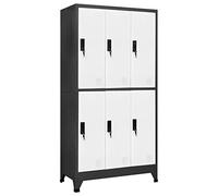 Festnight Taquillas Metalico, Taquillas Vestuario, Armario Metalico con 6 Compartimento y 6 Puertas con Cerradura, Armarios Archivadores para Colegios y Oficinas, Gris Antracita y Blanco 90x45x180 cm