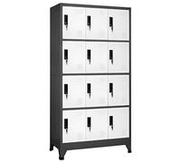 Festnight Taquillas vestuarios,Armario Taquilla, Taquillas Metálico con 12 Casilleros y Puertas con Cerradura, para Salas de Estar y Escuelas y Oficinas 90x40x180 cm Gris Antracita y Blanco