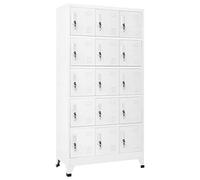 Festnight Taquillas vestuarios,Armario Taquilla, Taquillas Metálico con 15 Casilleros y Puertas con Cerradura, para Salas de Estar y Escuelas, Dormitorios y Oficinas 90x40x180 cm Gris Claro