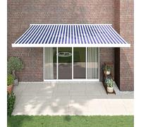 Festnight Toldo Eléctrico Retráctil, Toldo Retráctil de Pared, Toldo para Patio Balcón Terraza y Jardín con Brazo Articulado de Aluminio, Azul y Blanco 4x3 m Type 1
