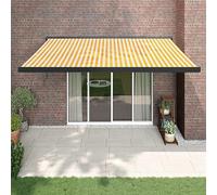 Festnight Toldo Eléctrico Retráctil, Toldo Retráctil de Pared, Toldo para Patio Balcón Terraza y Jardín con Brazo Articulado de Aluminio, Amarillo y Blanco 4x3 m Type 2