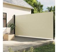 Festnight Toldo Lateral Retráctil 220x600 cm Separador Retráctil Terraza Pantalla Enrollable Mampara de Privacidad y Protección Solar para Jardín Balcón Terraza Crema