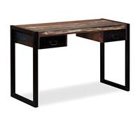 Festnight Vintage Escritorio de Estilo Industrial Aparador Mesa de Consola Madera Maciza Reciclada con 2 Cajones 120x50x76cm