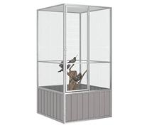 Festnight Voladera Grande para Pájaros, Pajarera de Exterior, Voladera de jardín -111 x 107 x 211,5 cm Gris