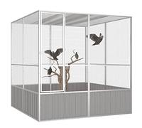 Festnight Voladera Grande para Pájaros, Pajarera de Exterior, Voladera de jardín - 213,5x217,5x211,5 cm Gris