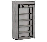 Festnight Zapatero de 5 Niveles con Funda de Tela, Armario para Zapatos, Organizador para Armario, Shoes Rack, Zapatero Estantería, Gris 58x28x106 cm