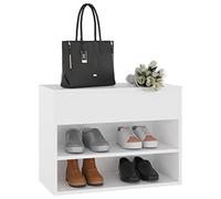 Festnjght Banco Zapatero, Asiento Almacenamiento con Gabinete de Zapatos Madera para Entrada Pasillo, 60x30x45 cm (Blanco)