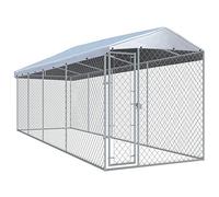 Festnjght Perrera de Exterior con Toldo Jaula para Perros Mascotas de Galvanizado con Cerradura para Jardín Patio 760x190x225 cm Plata