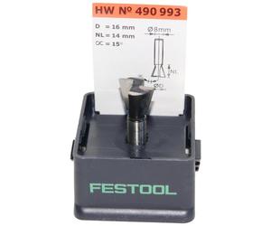 Festool 490993 - Fresa de cola de milano / dientes HW, vástago 8 mm HW S8 D16/13,5/15