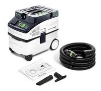 Festool Aspiradora Cleantec CT 15 E - Aspiradora en seco y húmedo, depósito de 15 l, compacto y portátil, incluye accesorios, función antiestática, ideal para taller, construcción y coche