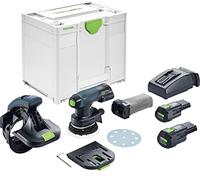 Festool ES-ETSC 125 Lijadora de Cantos a Batería 18 V - Set I-Plus | Con 2 baterías BP 18 Li 3,1 Ah ERGO, cargador rápido TCL 6 y Systainer SYS3 M 337 - lista para trabajar