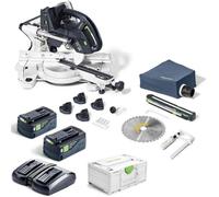 Festool KSC 60 EB KAPEX Sierra de Inglete con Batería 2x18 V | Sierra telescópica de batería sin escobillas - hoja 216 mm - ángulo de inglete 60°/60° - juego de energía 2 x 5,0 Ah incluido