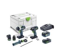 Festool 577654 TID18 5.0/4.0-Set TPC18/4 Juego combinado - Atornillador de impacto a batería TID 18 + Taladradora de impacto a batería TPC 18 18V 5.0/4.0Ah Li-Ion