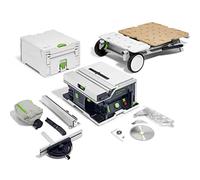 Festool Sierra circular de mesa a batería CSC SYS 50 EB-Basic-Set | Sierra circular de mesa en formato Systainer, 2 x 18 V, con base UG-CSC-SYS y accesorios