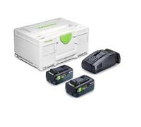 Festool SYS 18V 2xTBX8/SCA16 - Set de Energía con 2 Baterías 18 V / 8,0 Ah Tabless y Cargador Rápido SCA 16 en Systainer³