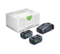Festool SYS 18V 2xTBX8/SCA16 - Set de Energía con 2 Baterías 18 V / 8,0 Ah Tabless y Cargador Rápido SCA 16 en Systainer³