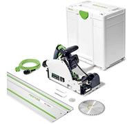Festool TSV 60 KEBQ-Plus-FS Sierra de Incisión con Pre-corte y Guía FS | Sierra circular con KickbackStop, motor EC-TEC y hoja de diamante para cortes sin desgarros en paneles de hasta 60 mm.