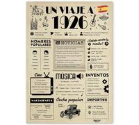 FestySpark Regalo 100 Cumpleaños Mujer - Regalos Originales 100 años Hombre - Tarjeta 100 сumpleaños Mujer - Decoracion 100 сumpleaños Hombre - Un Viaje a 1926