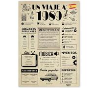 FestySpark Regalo 37 Cumpleaños Mujer - Regalos Originales 37 años Hombre - Tarjeta 37 сumpleaños Mujer - Decoracion 37 сumpleaños Hombre - Un Viaje a 1989