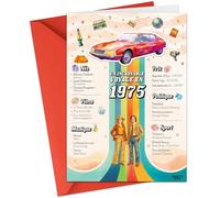 FestySpark - Regalo de cumpleaños original - Un increíble viaje en 1975 - Idea de regalo de 51 años para mujer y hombre, tarjeta de cumpleaños de 51 años para mujer y hombre, decoración de cumpleaños
