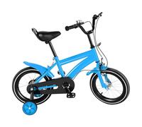 Fetcoi Bicicleta para niños, 14 pulgadas, amarilla, para niñas, niños, frenos de contrapedal, con ruedas estabilizadoras para niñas y niños de 3 a 8 años y más (azul)
