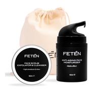 FETEN Set Anti-Imperfecciones para Hombre, Exfoliante Facial + Crema Hidratante Efecto Mate Antiarrugas, Tratamiento Facial para Hombre, Pack Regalo