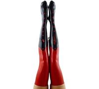 Fetiche De Látex De Goma Con Medias Largas Para Mujer,Rojo