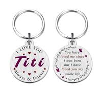 Fetiger Best Titi Gifts To My Titi Birthday Valentine's Day Keychain, I Love You Retirement Mother's Day Present from Niece Nephew