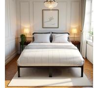 FetiNes 140 x 200 cm Marco de Cama de Bloques, Metal Somier para 2 Personas Adultas Cama con Somier - Negro