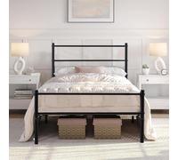 FetiNes 90x190 cm Marco de Cama Individual, Cama Infantil de Metal para Adultos, Gran Espacio, Cama para 1 Persona, de Lamas, Color Negro