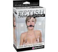 Fetish Fantasy Extreme Mordaza Deluxe Con Pinzas Pezones Con Cadenas