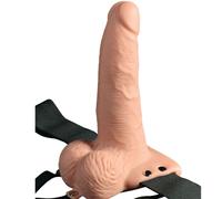 FETISH FANTASY SERIES - ARNÉS AJUSTABLE CONTROL REMOTO PENE REALÍSTICO CON TESTÍCULOS RECARGABLE Y VIBRADOR 15 CM
