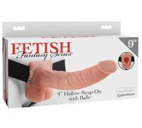 Fetish fantasy series 9 hollow strap-on with balls 22.9cm natural