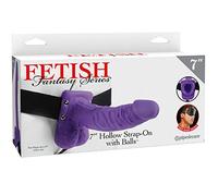 Fetish Fantasy Series Hollow Strap-On with Balls Dildo con Arnés Purpura - 341 gr