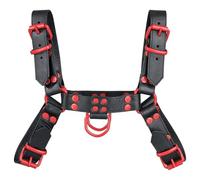Fetish Gear Harness - Black/Red - Premium Leather Upper Body Harness Tamaño pequeño