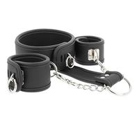 FETISH SUBMISSIVE COLLAR Y ESPOSAS CUERO VEGANO CON FORRO DE NOPRENO