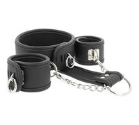 FETISH SUBMISSIVE COLLAR Y ESPOSAS CUERO VEGANO CON FORRO DE NOPRENO