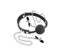 Fetish Tentation Fetish Tentation Set Gag Ball With Nipple Clamps 136 g