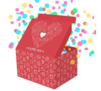 FETTIPOP Caja de regalo romántica Explosión Сonfeti Sorpresa (I Love You), Empaque para aniversario, San Valentín, cumpleaños y celebraciones
