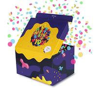 FETTIPOP Caja Regalo Cumpleaños Explosión Сonfeti Happy Birthday (violeta), Sorpresa Pop up Box con Wow-Efecto 18,5x14x11 cm.