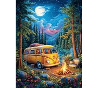 Feu de camp de camping-car dans la forêt au clair de lune Rompecabezas 1000 Piezas Cartón Resistente Para Mayores Mitos fantásticos Actividad Para La Mente Desconectar Rutina Garantía Satisfacción 100